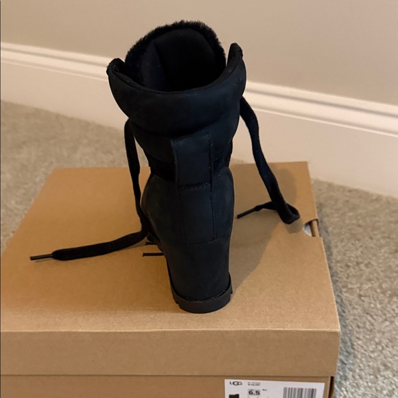 UGG Black Lace-Up Wedge Boots - Picture 5 of 7
